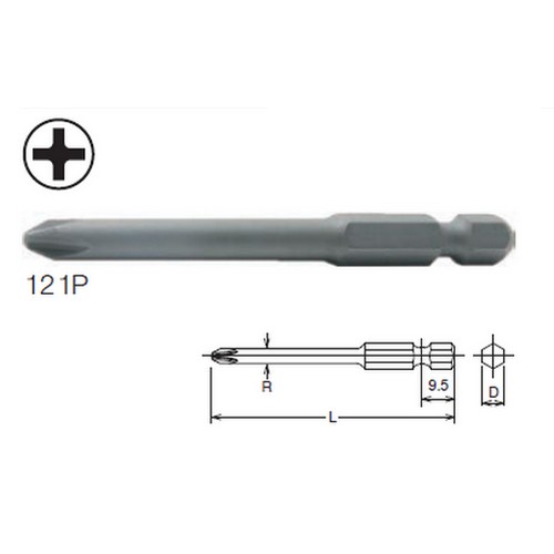 SKI - สกี จำหน่ายสินค้าหลากหลาย และคุณภาพดี | KOKEN 121P-#2x100 ดอกไขควงลม-ไฟฟ้า แฉก 1/4นิ้ว#2-100mm.