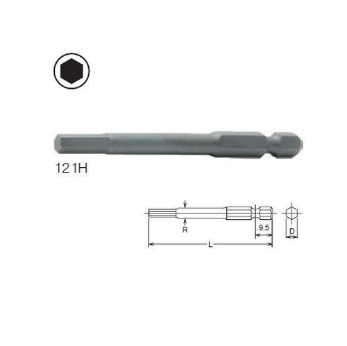 SKI - สกี จำหน่ายสินค้าหลากหลาย และคุณภาพดี | KOKEN 121H ดอกไขควงลมหัว 2.5x70mm. 6P แกน 1/4นิ้ว