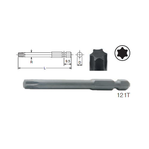 SKI - สกี จำหน่ายสินค้าหลากหลาย และคุณภาพดี | KOKEN 121T ดอกไขควงลมหัวท๊อกซ์ T25x100mm. 6P แกน 1/4นิ้ว