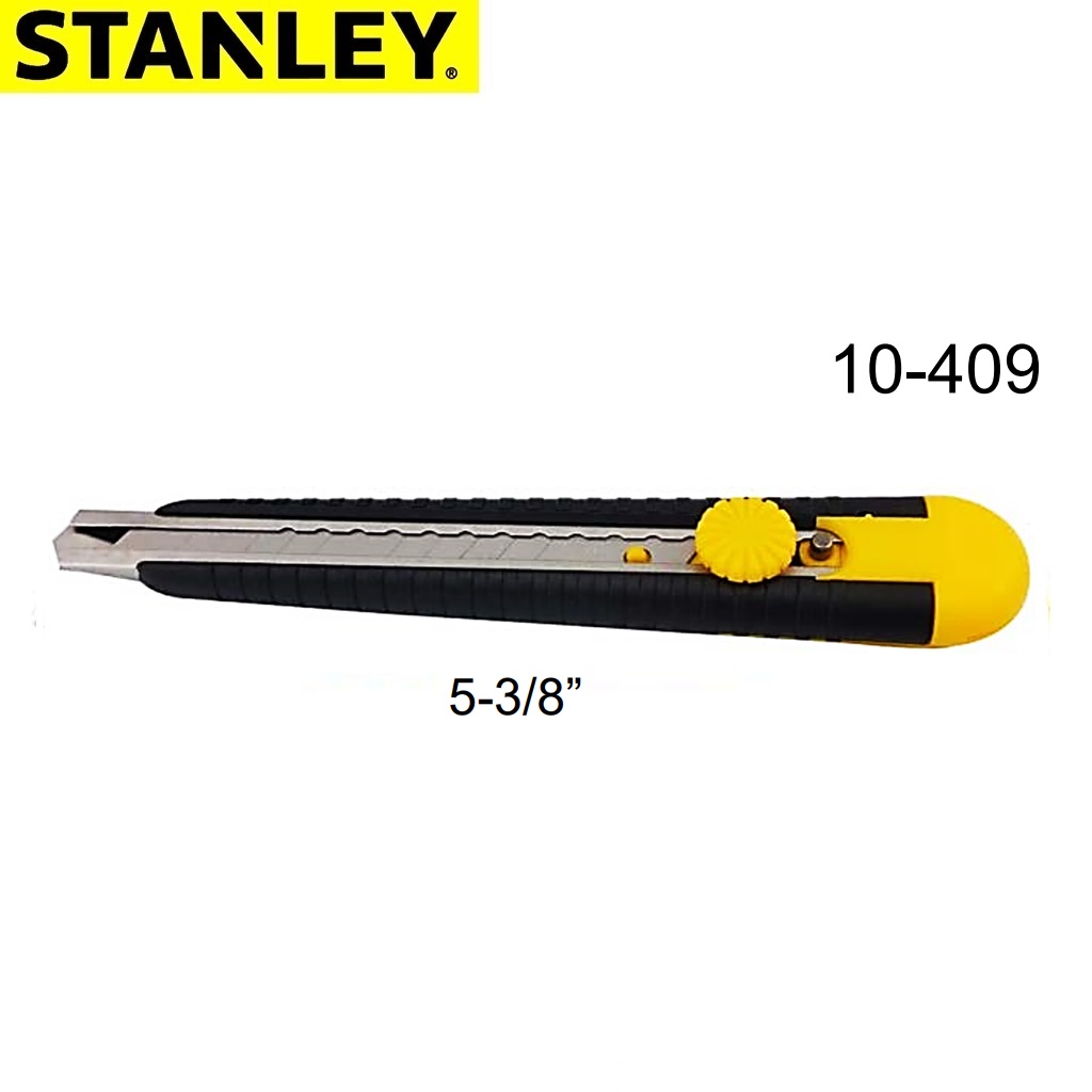 SKI - สกี จำหน่ายสินค้าหลากหลาย และคุณภาพดี | STANLEY #10-409 มีดคัตเตอร์พลาสติก หุ้มเหล็ก 5.3/8นิ้ว รุ่นปุ่มล็อค [12อัน/กล่อง] (PBT) 