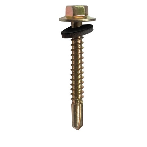 SKI - สกี จำหน่ายสินค้าหลากหลาย และคุณภาพดี | FASTENIC #SDH-E-1020-Y สกรูยึดกระเบื้องลอนคู่ รุ่นปลายสว่าน (ชุบรุ้ง) #10x20 mm. (1000ตัว/กล่อง)