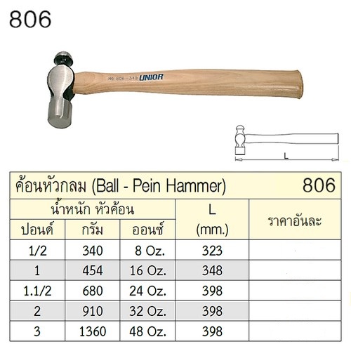 SKI - สกี จำหน่ายสินค้าหลากหลาย และคุณภาพดี | UNIOR 806 ค้อนหัวกลม 2 ปอนด์