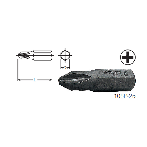 SKI - สกี จำหน่ายสินค้าหลากหลาย และคุณภาพดี | KOKEN 108P ดอกไขควงตอกหัวแฉก #3x32 mm. แกน 1/4นิ้ว