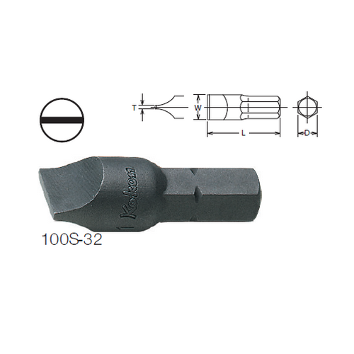 SKI - สกี จำหน่ายสินค้าหลากหลาย และคุณภาพดี | KOKEN 100S ดอกไขควงตอกหัวแบน 10x80 mm. แกน 5/16นิ้ว