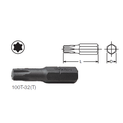 SKI - สกี จำหน่ายสินค้าหลากหลาย และคุณภาพดี | KOKEN 100T-32 ดอกไขควงตอกหัวท๊อกซ์ T10x32 mm. แกน 5/16นิ้ว