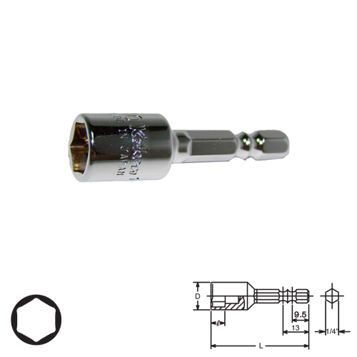 SKI - สกี จำหน่ายสินค้าหลากหลาย และคุณภาพดี | KOKEN 115NCW(115W-ZN)-100-10 บ๊อกซ์แกนหกเหลี่ยมพร้อมแม่เหล็ก ยาว 100x10mm.แกนไขควงลม 1/4นิ้ว