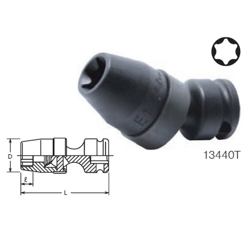 SKI - สกี จำหน่ายสินค้าหลากหลาย และคุณภาพดี | KOKEN 13440T ลูกบ๊อกซ์ลม ข้ออ่อน Torx นาด 3/8นิ้ว-E12