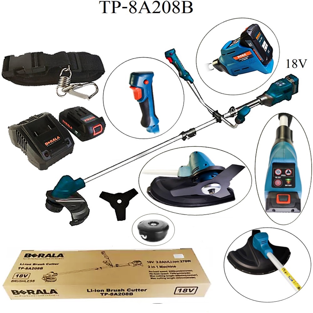 SKI - สกี จำหน่ายสินค้าหลากหลาย และคุณภาพดี | BERALA TP-8A208B เครื่องตัดหญ้า ไร้สาย 18V