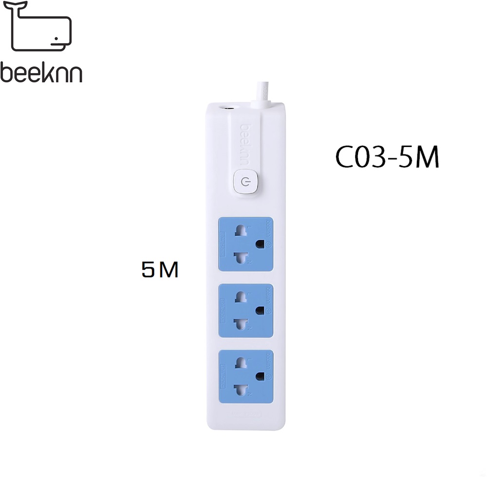 SKI - สกี จำหน่ายสินค้าหลากหลาย และคุณภาพดี | BEEKNN C03-5M ปลั๊กไฟ 3ช่อง 1สวิทช์ สายไฟยาว 5 เมตร